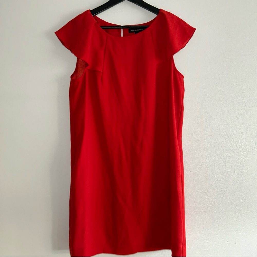 Banana Republic Women’s Red Midi Career Minimalist Office  Dress Sz 8